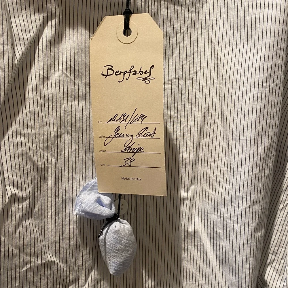Bergfabel Jenny Shirt White and Blue Stripe Cotton Button-Down Shirt, sz 38 - Picture 3 of 5